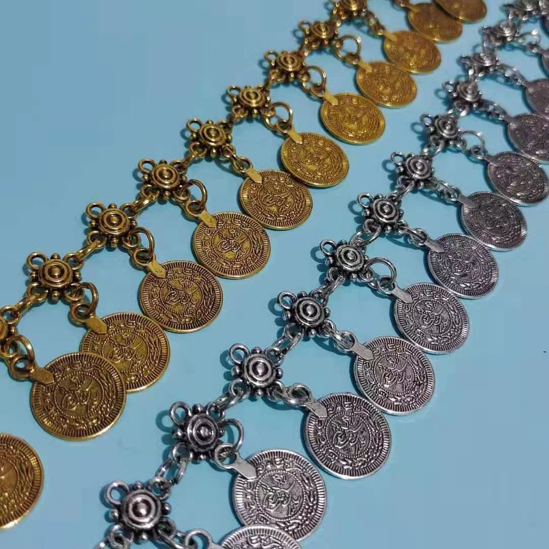 Europe And The United States Vintage Round Piece Fringe Coin Waist Chain Fashion Decoration Dress Belt