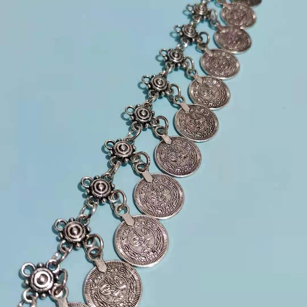 Europe And The United States Vintage Round Piece Fringe Coin Waist Chain Fashion Decoration Dress Belt