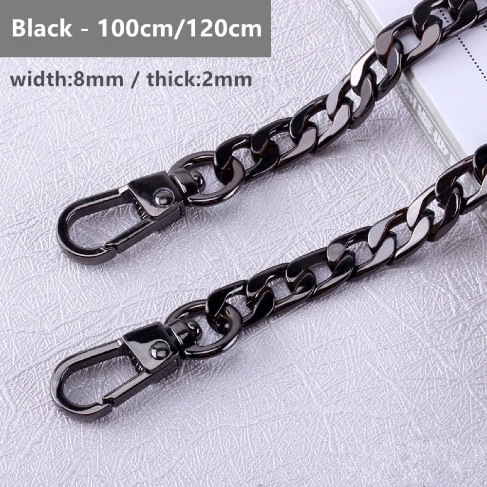 Custom 100/120cm Chain Bag Strap Purse Handbag Replacement Bag Belts Straps Metal Alloy Chain Strap Women Bag Parts Accessories