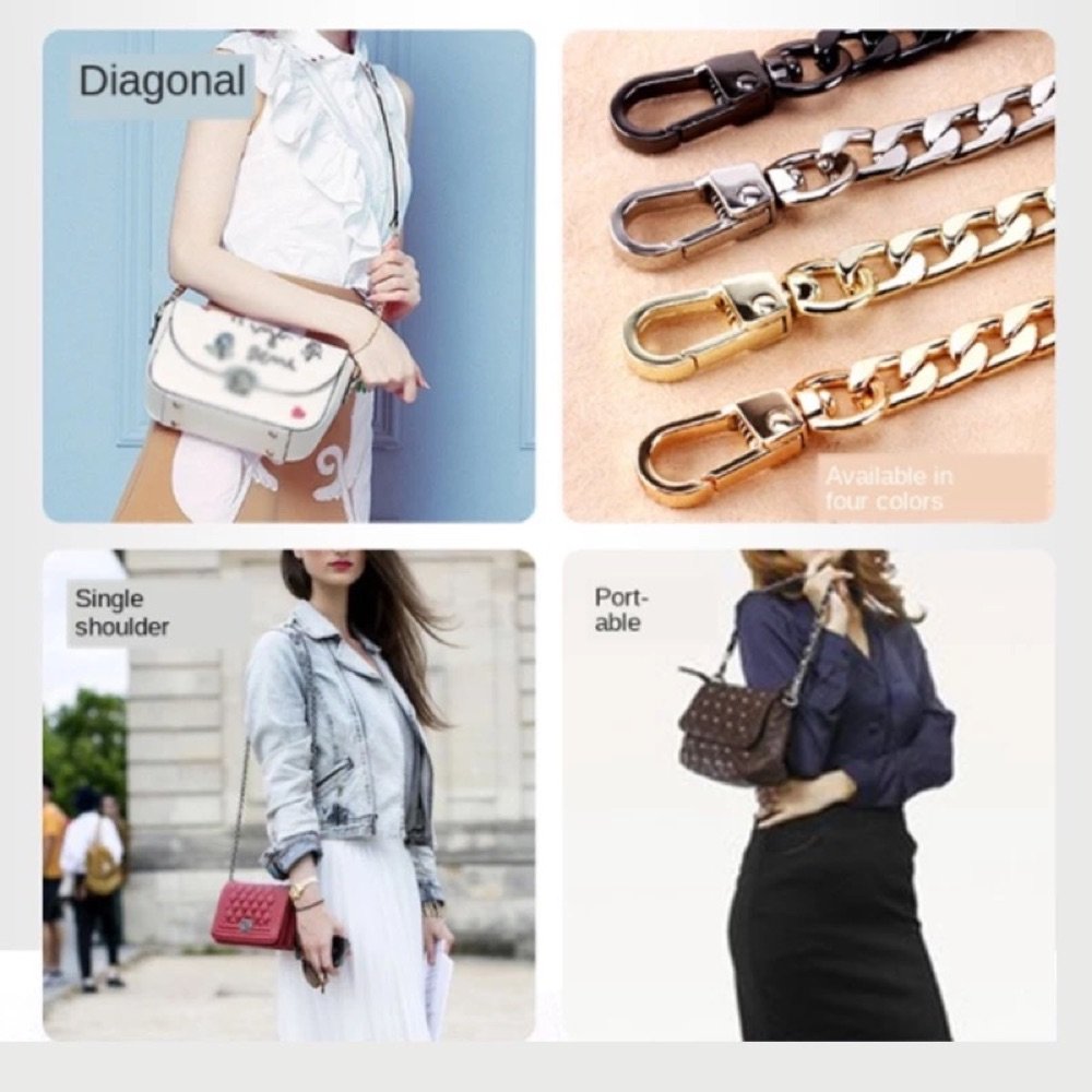 Custom 100/120cm Chain Bag Strap Purse Handbag Replacement Bag Belts Straps Metal Alloy Chain Strap Women Bag Parts Accessories