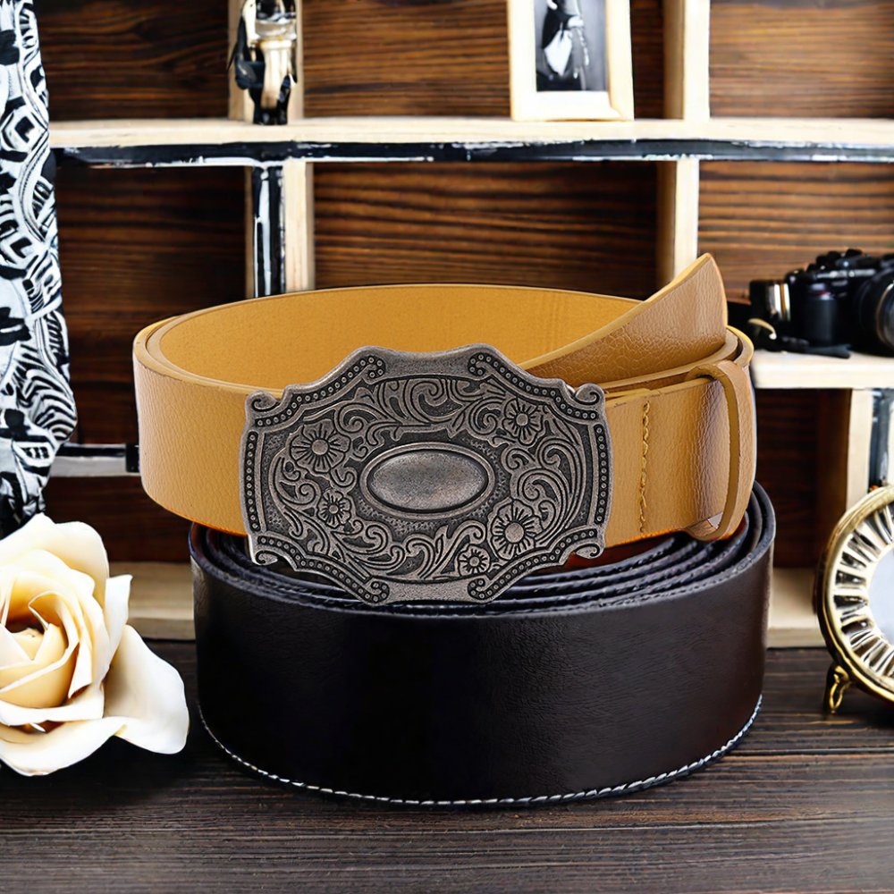 New Retro Western Cowboy Belt for Women Customizable Production by Factory Source PU Belts