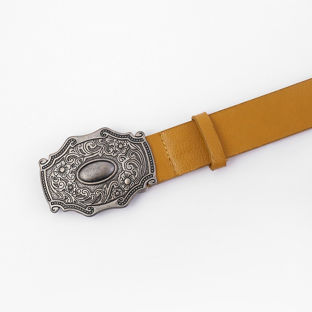 New Retro Western Cowboy Belt for Women Customizable Production by Factory Source PU Belts