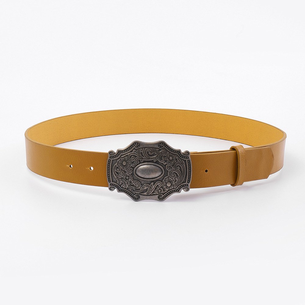 New Retro Western Cowboy Belt for Women Customizable Production by Factory Source PU Belts