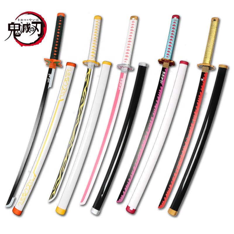 Toy Swords Anime Demon Slayer Cosplay Prop Sanemi Shinazugawa Toy Katana Sword Metal anime sword