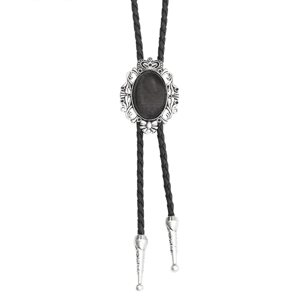 2024 professional design zinc alloy with Natural Tiger Eye Stone Cowboy hand braided Leather Bolo Tie Necktie for suits