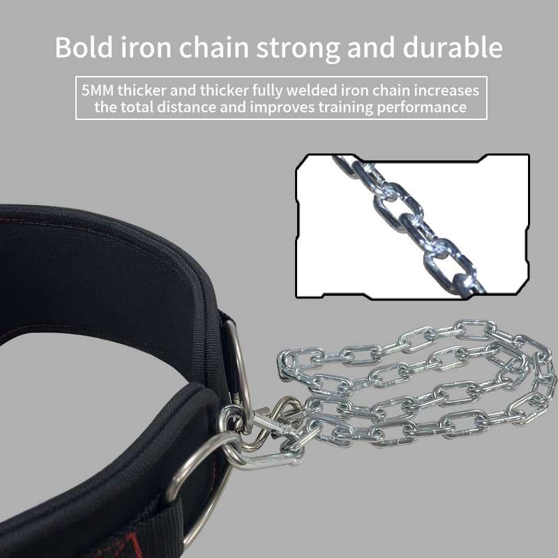 Wholesale EVA & Cotton Dip Belts with Metal Chain Fitness Support Waist for Weight Lifting Protection Function