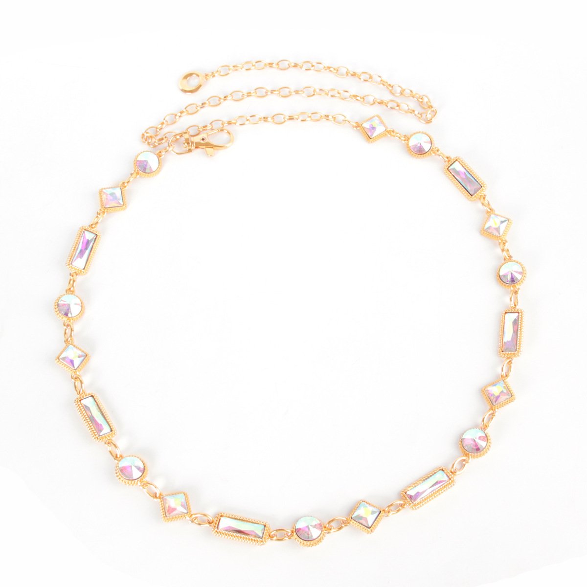 Fashion Women Diamond Chain Belts Gold Metal Waist Chain Belt For Women Lady Dress Jewelry Emerald Green Rhinestone Belly Chains