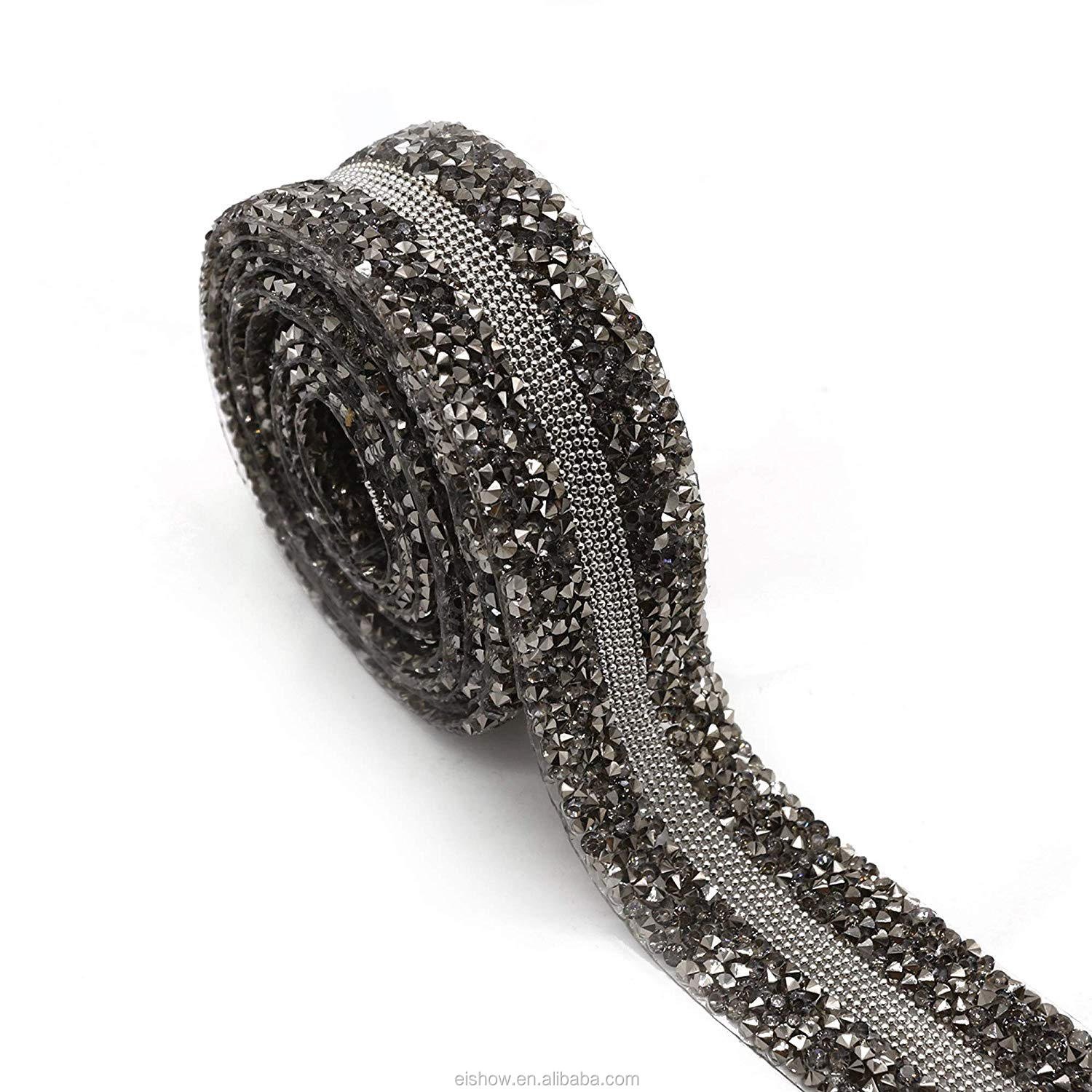3cm resin rhinestone iron on 6raws bead chain hot fix trim for dress belt neckline