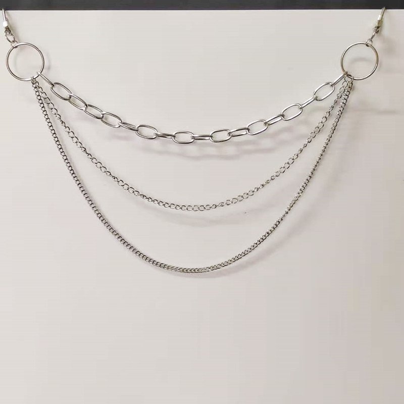 Unisex Rock Punk Trousers Waist Chain Metal Cross Link Belts for Women Men Pants