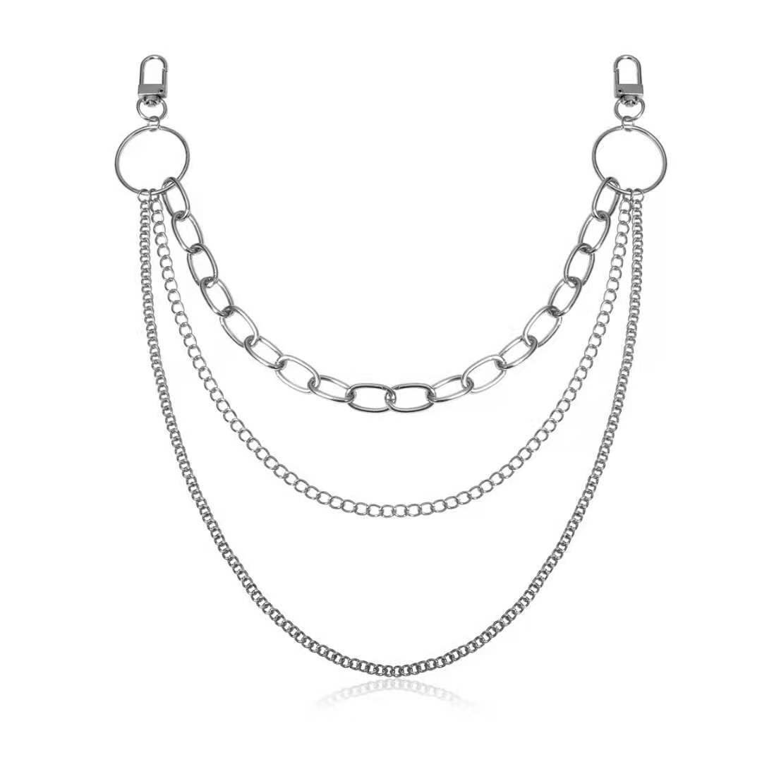 Unisex Rock Punk Trousers Waist Chain Metal Cross Link Belts for Women Men Pants
