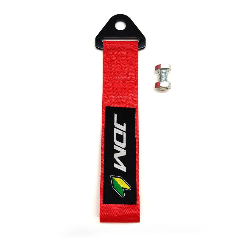 Car Modification JDM Sports Red Appearance Racing Style Tow Strap Universal Fit Compatible