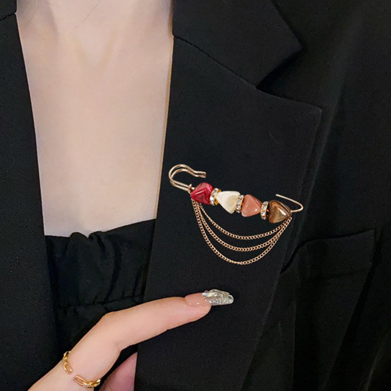 New Fashion 2pcs/Bag Crystal Chain Belt Buckle Clip Scarves Safety Accessories Women Hijab Brooch Pins