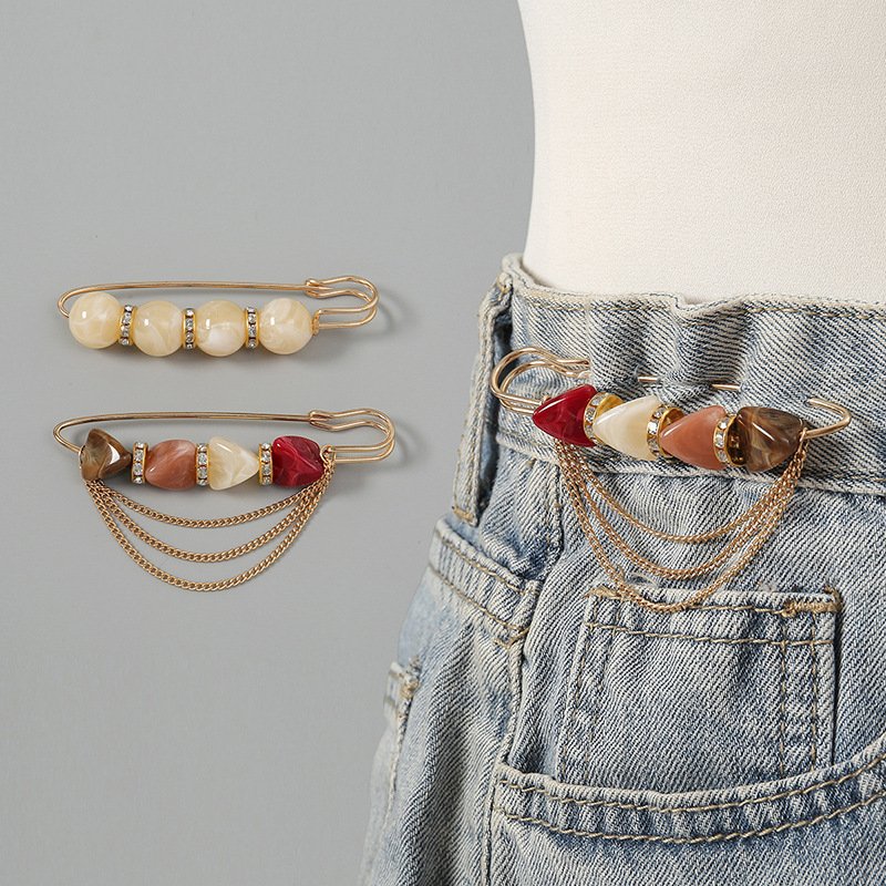 New Fashion 2pcs/Bag Crystal Chain Belt Buckle Clip Scarves Safety Accessories Women Hijab Brooch Pins