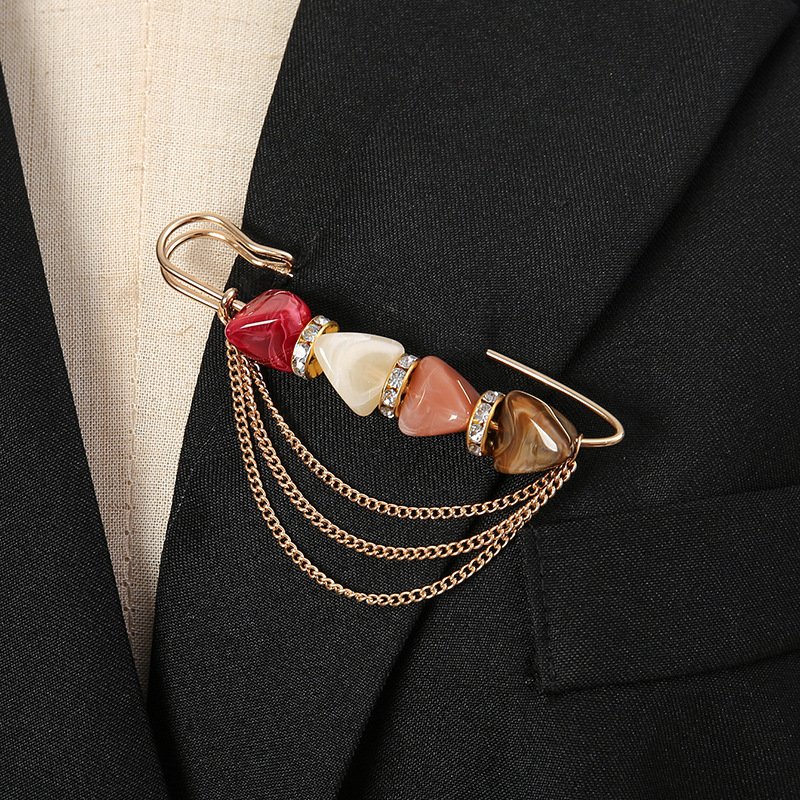 New Fashion 2pcs/Bag Crystal Chain Belt Buckle Clip Scarves Safety Accessories Women Hijab Brooch Pins