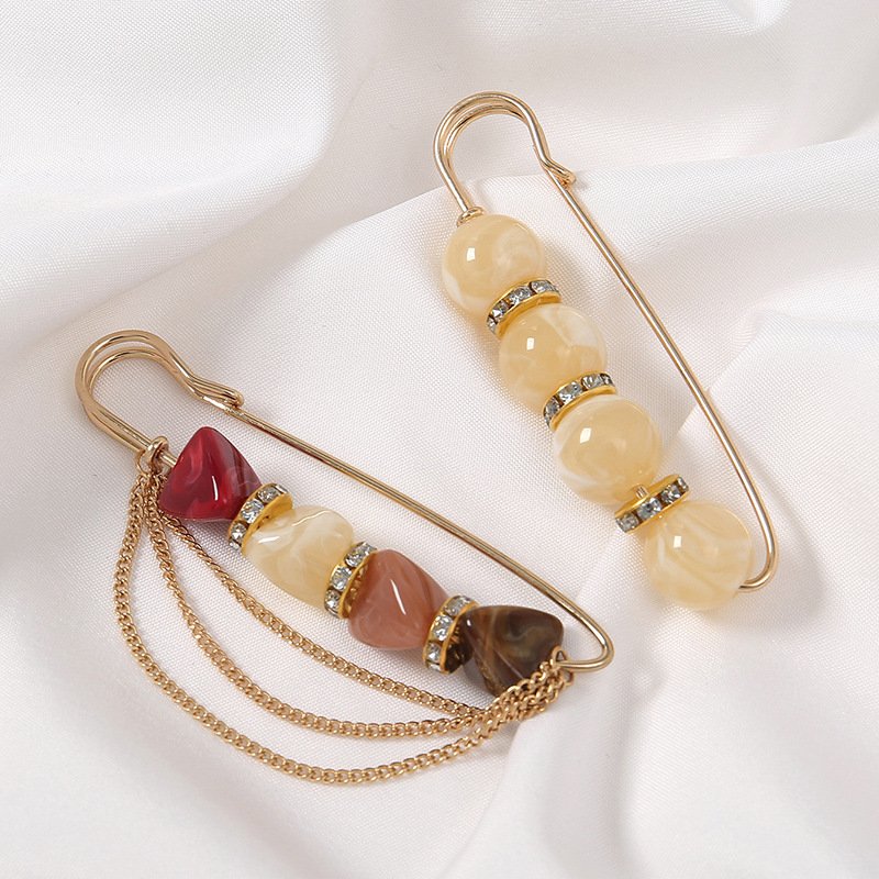 New Fashion 2pcs/Bag Crystal Chain Belt Buckle Clip Scarves Safety Accessories Women Hijab Brooch Pins