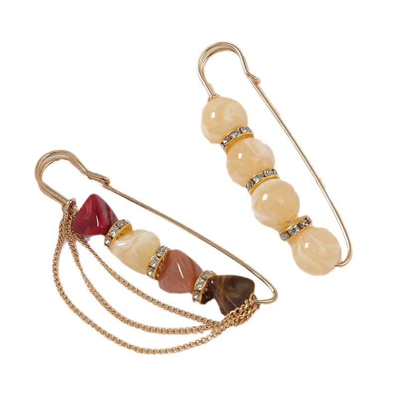 New Fashion 2pcs/Bag Crystal Chain Belt Buckle Clip Scarves Safety Accessories Women Hijab Brooch Pins
