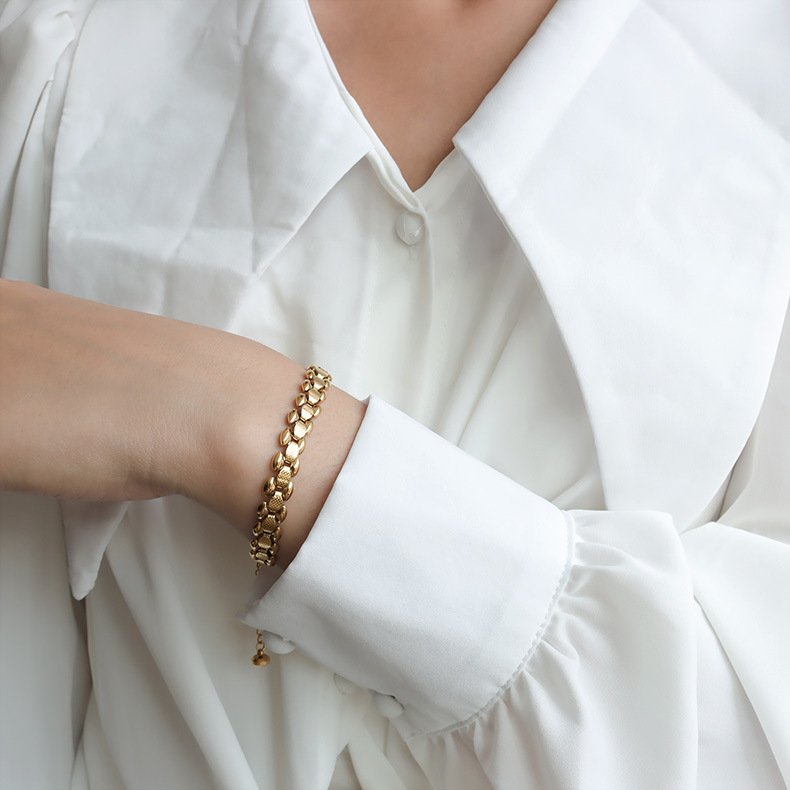Ins New Arrival 18K Gold Plated Stainless Steel Jewelry Watch Chunky Wide Chain Bracelet For Women Men