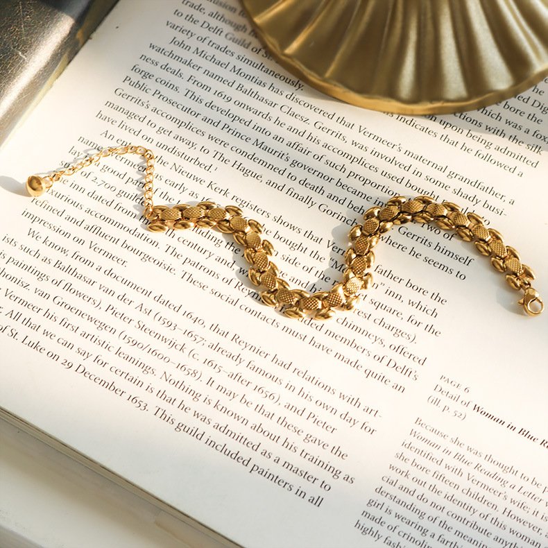 Ins New Arrival 18K Gold Plated Stainless Steel Jewelry Watch Chunky Wide Chain Bracelet For Women Men