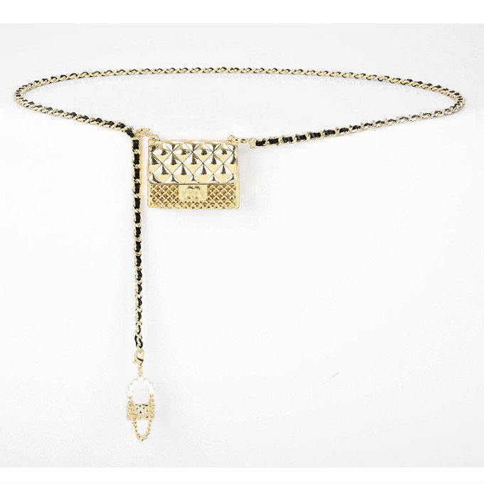 Women's Fashion Waist Accessories Meta Chain Belt With Mini Bag
