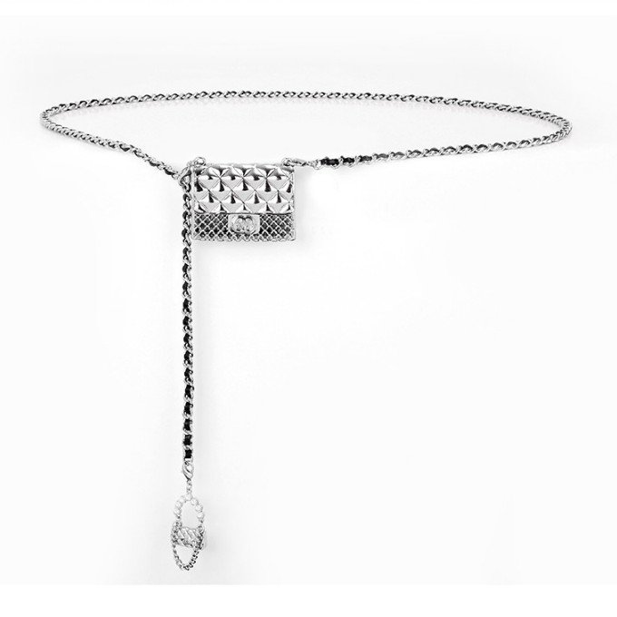 Women's Fashion Waist Accessories Meta Chain Belt With Mini Bag