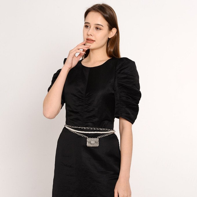 Women's Fashion Waist Accessories Meta Chain Belt With Mini Bag