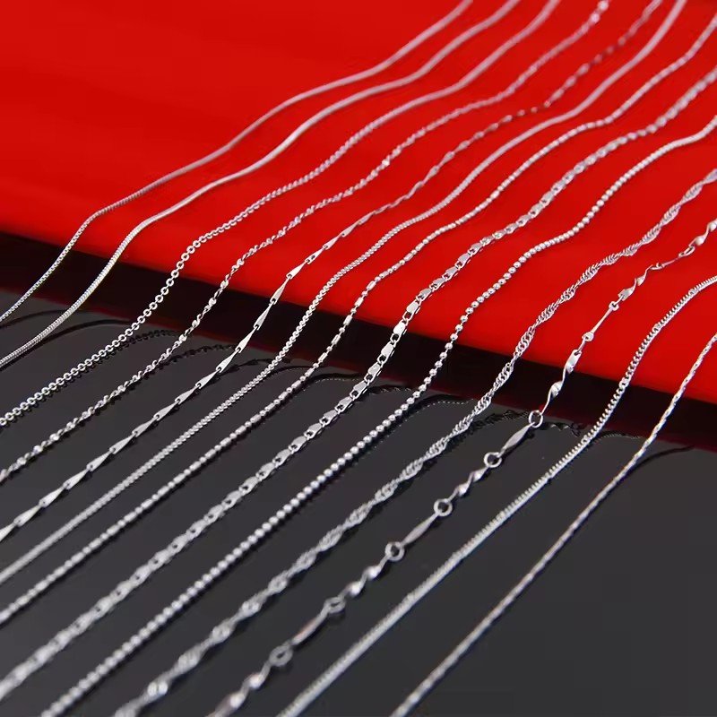 S925 Silver Chain Colorfast Cross Box Snake Bead Bamboo Link Chain DIY Necklace Pendant Chain Jewelry Accessories
