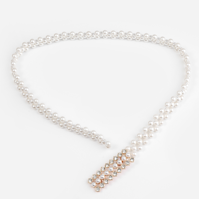 Fashion elegant pearl waist chain inlaid rhinestone dress decorative belt women designer belts designer belt for-women
