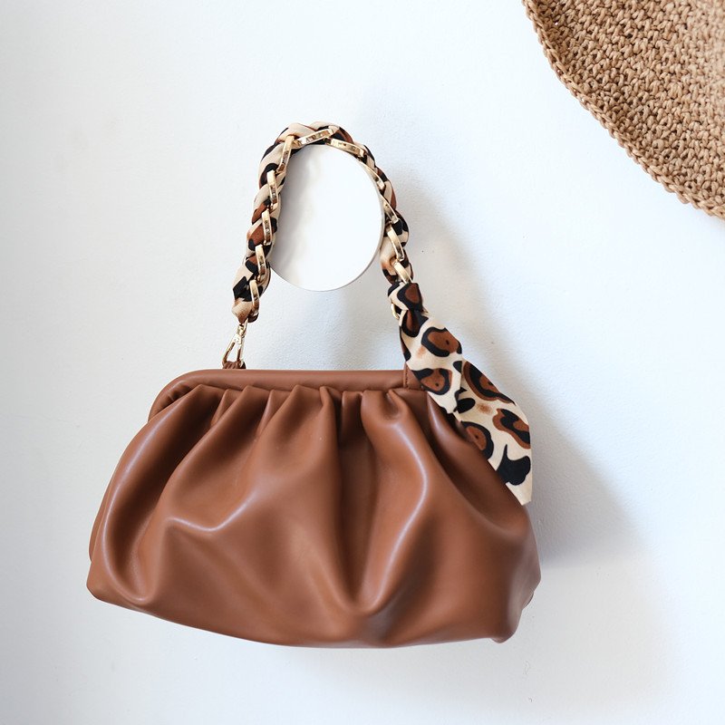 Nylon Cotton Braided Bag Phone Straps Women Aluminum Chain Bag Decoration Handbag Accessories Silk Scarf Leopard Bag Phone Chain