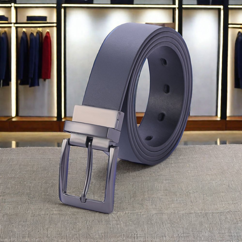 Men's High Quality Genuine Leather Business Casual Belts Custom Double-Sided Double Alloy Pin Buckle Universal Rotating Design