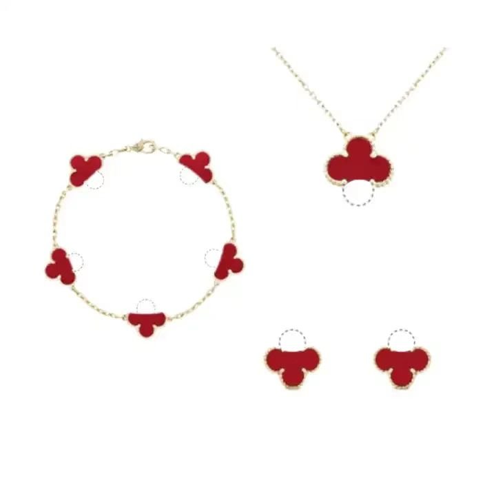 High quality factory 1:1 clover necklace fashion classic mother of pearl agate necklace wholesale women's jewelry