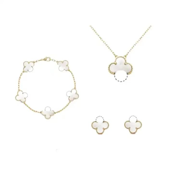 High quality factory 1:1 clover necklace fashion classic mother of pearl agate necklace wholesale women's jewelry