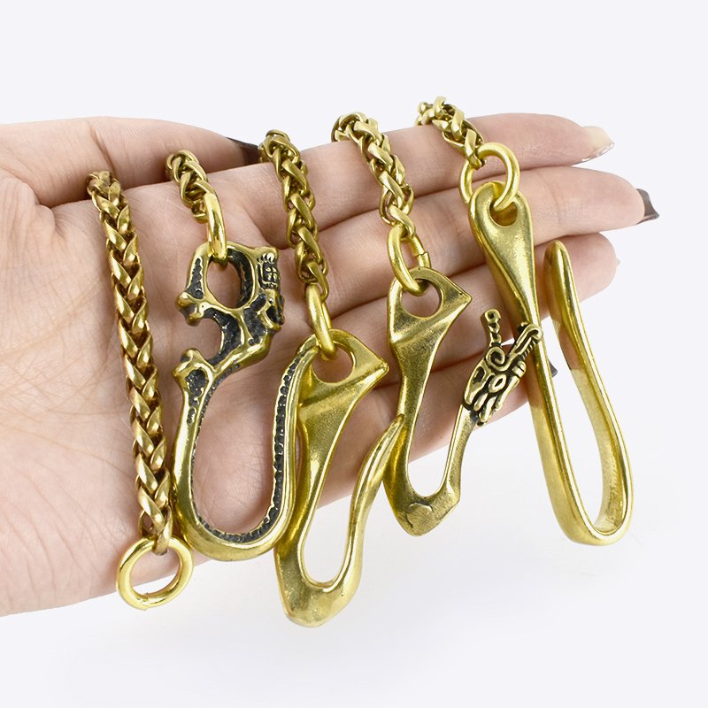 Meetee KY402 Solid Brass U Shape Dragon Hook Diy Hardware Accessories Jeans Wallet Snap Hook Belt Chain