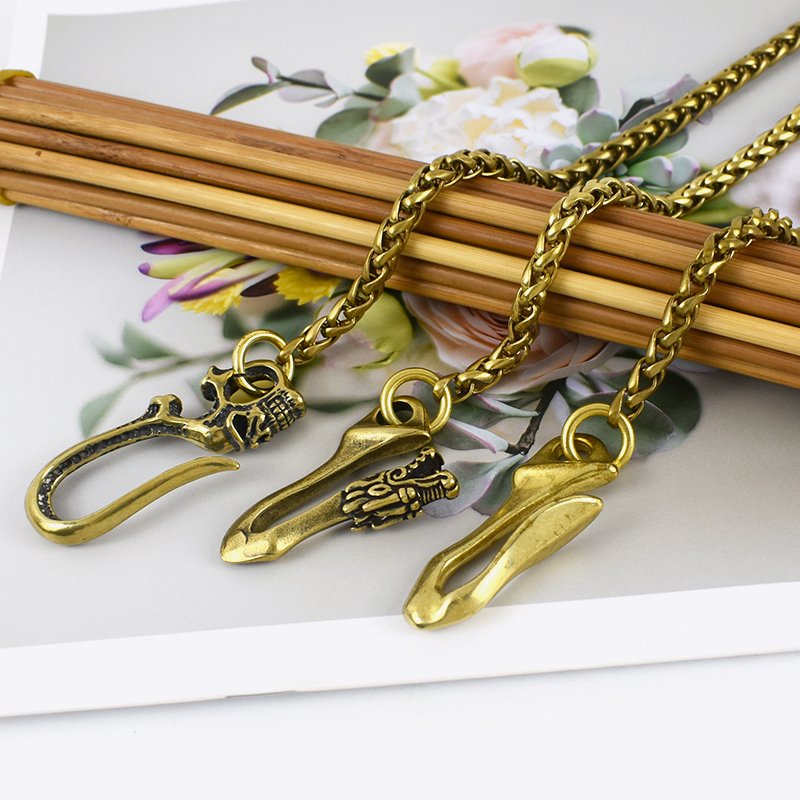 Meetee KY402 Solid Brass U Shape Dragon Hook Diy Hardware Accessories Jeans Wallet Snap Hook Belt Chain