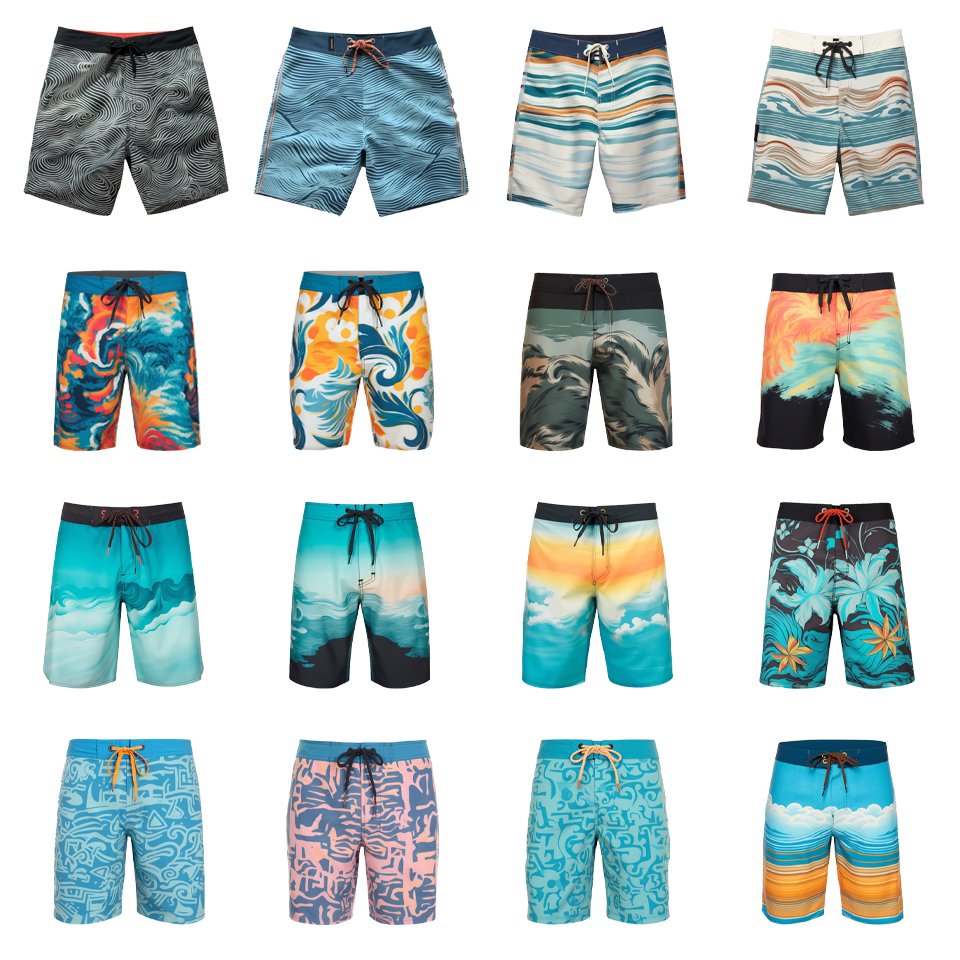 Wholesale Board Shorts 4 Way Stretch 2 In 1 Pockets Surf Shorts Men Swimming Trunks Boardshorts