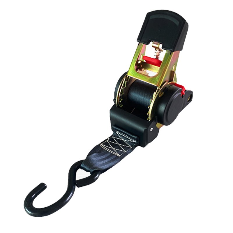 new product 25mm LC 340kg truck cargo polyester lashing belt retractable ratcheting tie down strap with auto ratchet