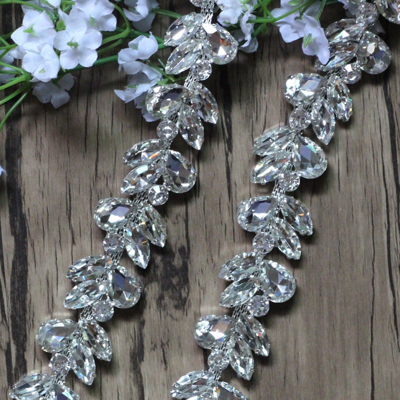 Rhinestone Chain Trimming Bridal Sash Rhinestone Trim Applique Wedding Belt Garment Accessories RC70501 Wholesale Crystal Copper