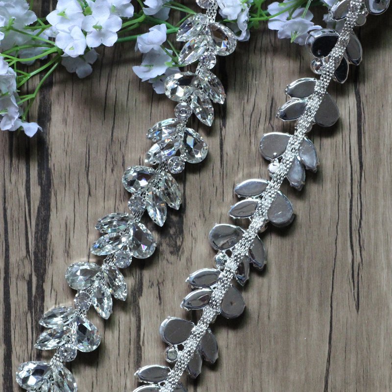 Rhinestone Chain Trimming Bridal Sash Rhinestone Trim Applique Wedding Belt Garment Accessories RC70501 Wholesale Crystal Copper
