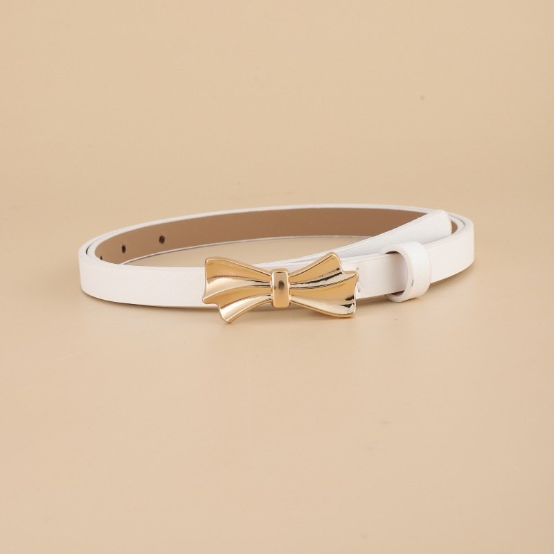 Women's Slim Belt Bowknot Snap Buckle Belt Dress Jeans Decorative Belt