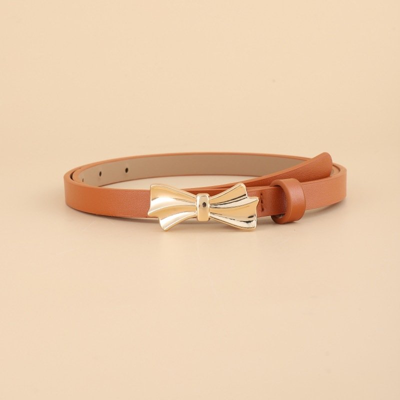 Women's Slim Belt Bowknot Snap Buckle Belt Dress Jeans Decorative Belt