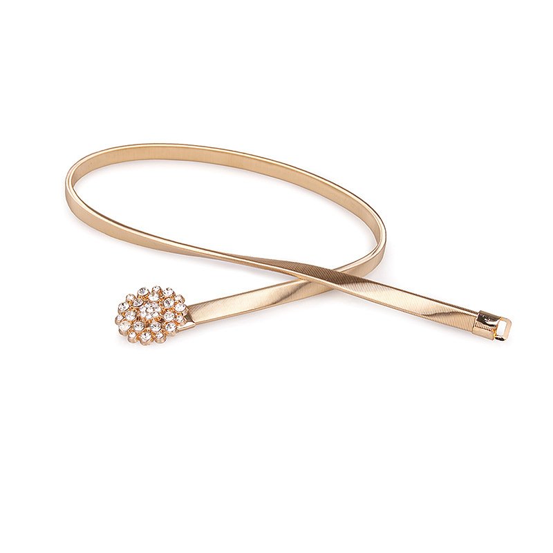 Hot Factory Sale Summer Gold Bee Buckle Lady Dress Decoration Elastic Designer Skinny Metal Waist Belt