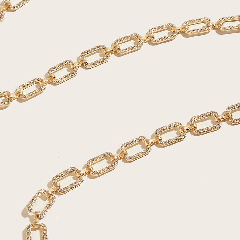 New Fashion Women's Rhinestone Metal Slim Chain Versatile Dress Accessories Trendy Bright Bride Bling Waist Belt