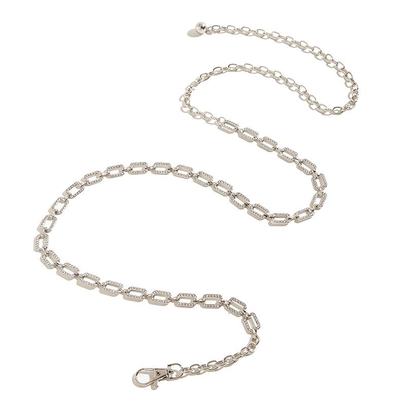 New Fashion Women's Rhinestone Metal Slim Chain Versatile Dress Accessories Trendy Bright Bride Bling Waist Belt