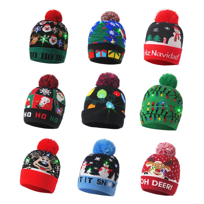wholesale Autumn Winter Style Knitted hat Fashion Christmas Keep warmwinter hats with LED for Party