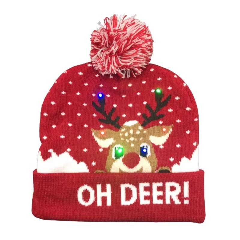 wholesale Autumn Winter Style Knitted hat Fashion Christmas Keep warmwinter hats with LED for Party