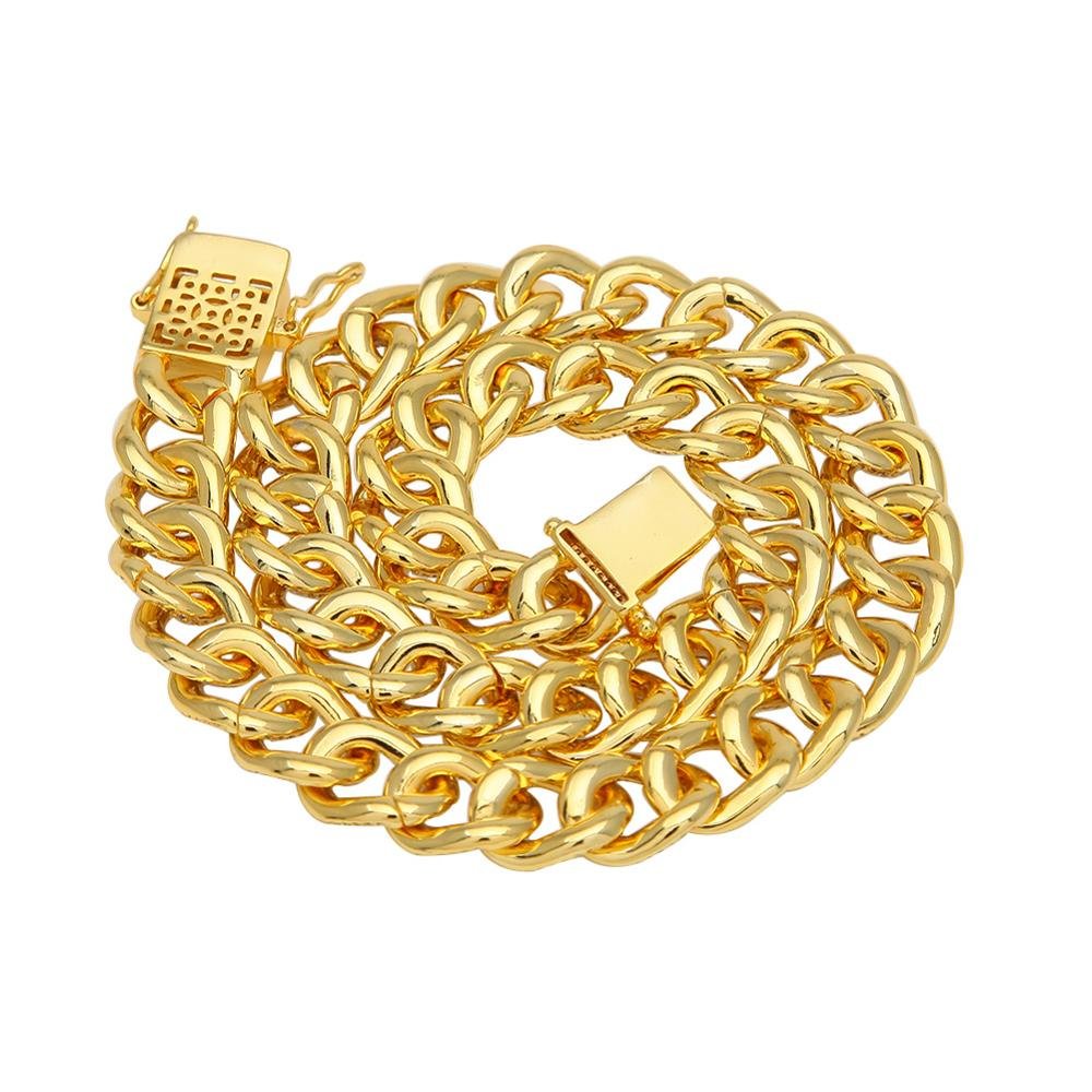 Hip Hop CZ Cuban Link Mens Necklace Black Silver Gold Cuban Link Iced Out Chain Necklace