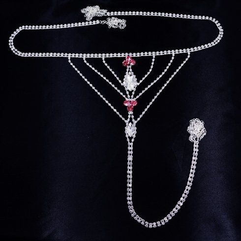 Gaby set gemstone gold/silver plated sexy rhinestone belt trend accessories nightclub rhinestone body chain foe women