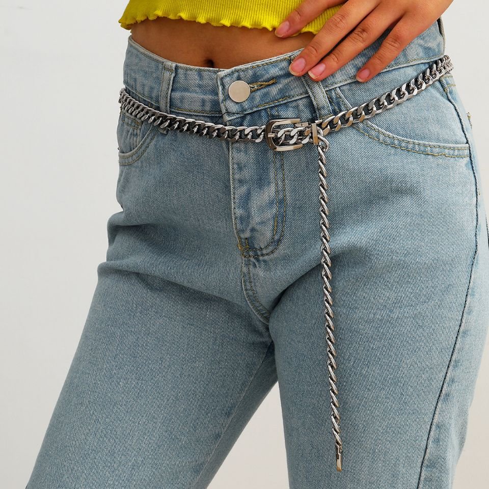 Metal belt punk thick chain waist body chain 105/120/133cm