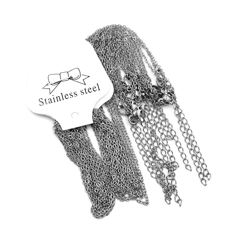 45+5cm Titanium steel pendant cross Flattened O chain belt extension chain finished with chains