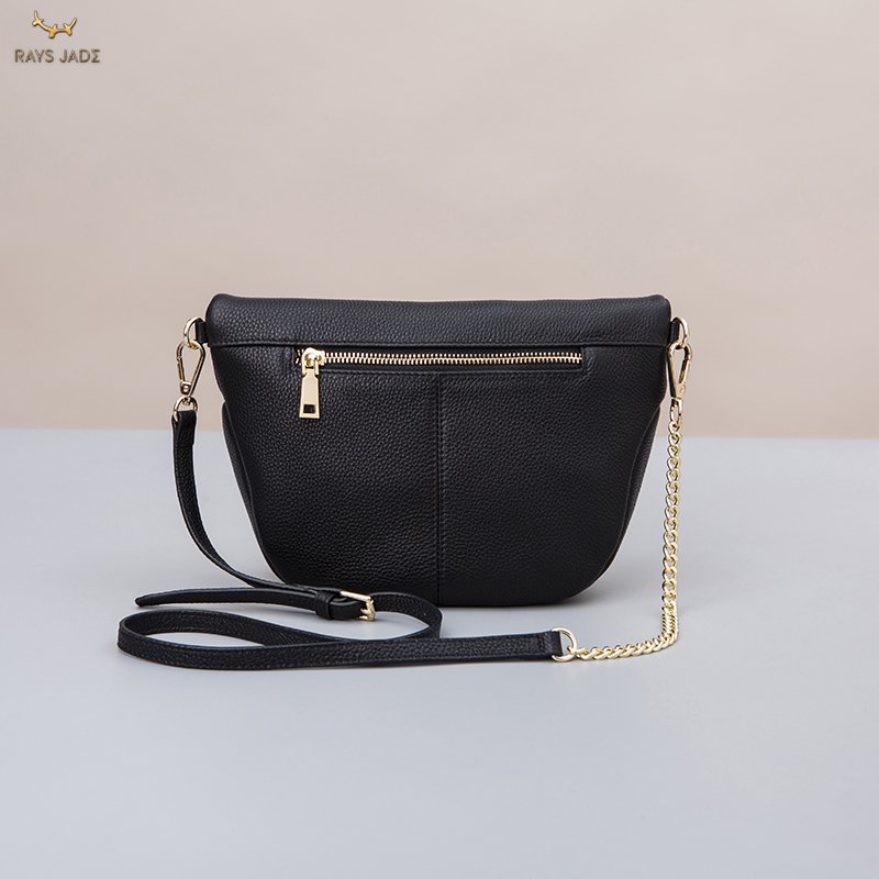 Women's bag Ladies Clutch with adjustable chain strap OEM Fold Over Black Purse Leather Luxury cross body folding Bag