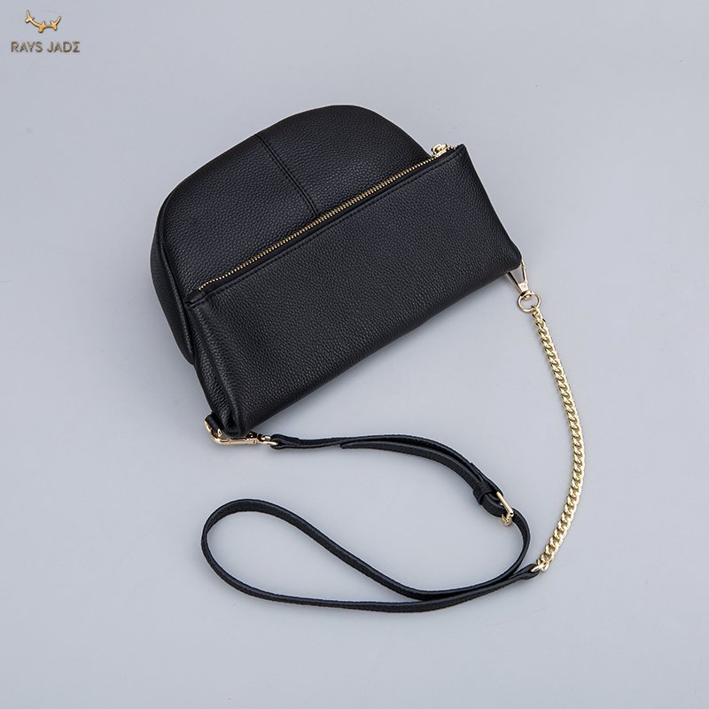 Women's bag Ladies Clutch with adjustable chain strap OEM Fold Over Black Purse Leather Luxury cross body folding Bag